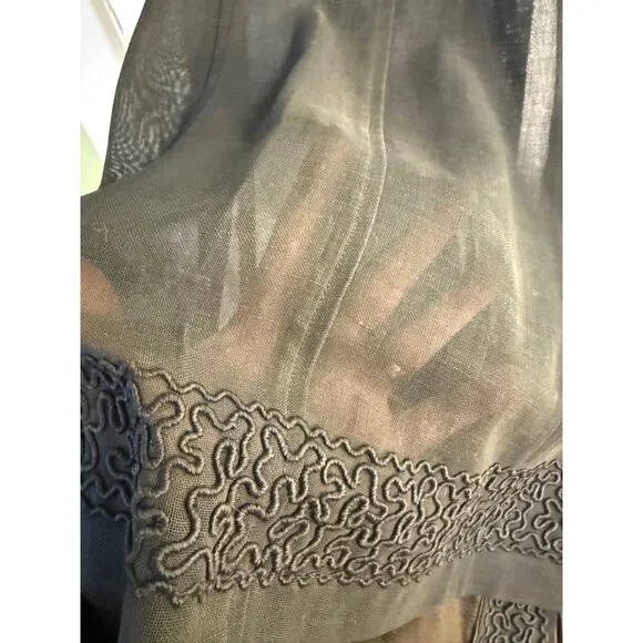 Antique 1910's French Voile Black Skirt Soutache Velvet Embellished XS - Picture 8 of 16